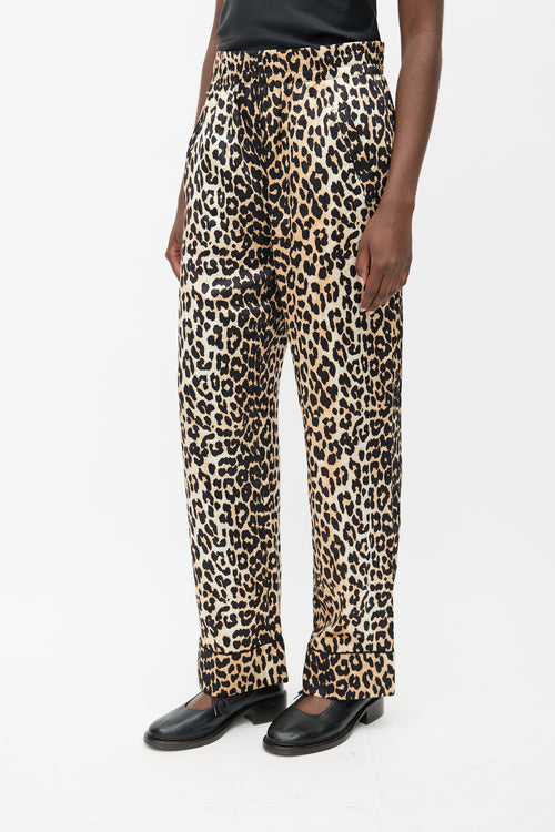 Ganni Black & Brown Silk Printed Set