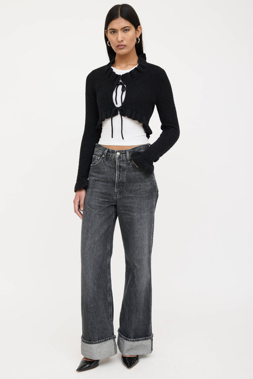 Ganni Wool Knit Cropped Cardigan