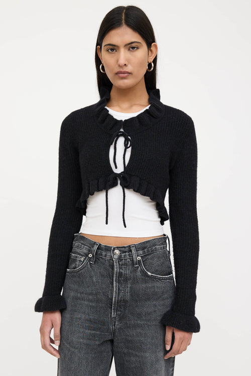 Ganni Wool Knit Cropped Cardigan