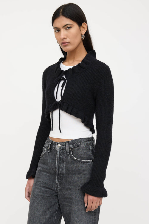 Ganni Wool Knit Cropped Cardigan