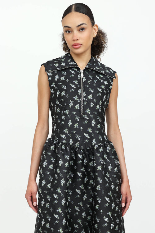 Ganni Floral Jacquard Midi  Dress