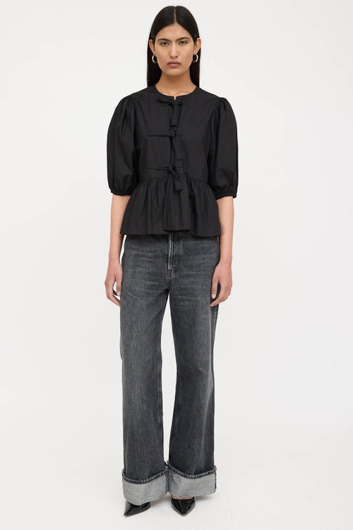 Ganni Puffed Tie Top