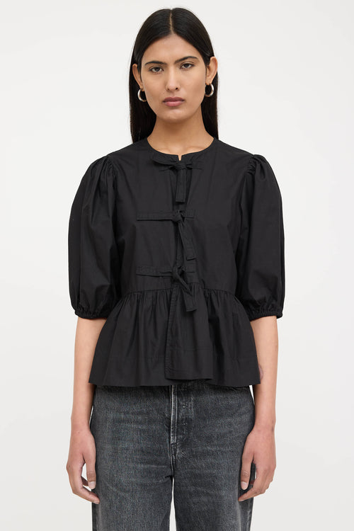 Ganni Puffed Tie Top