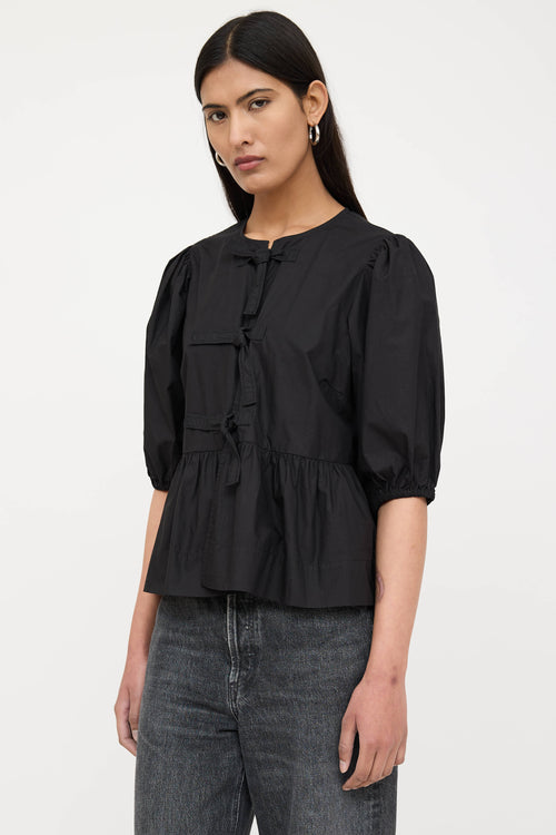 Ganni Puffed Tie Top