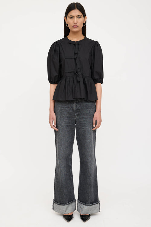 Ganni Puffed Tie Top