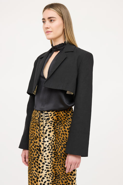 Ganni Cropped Open Blazer