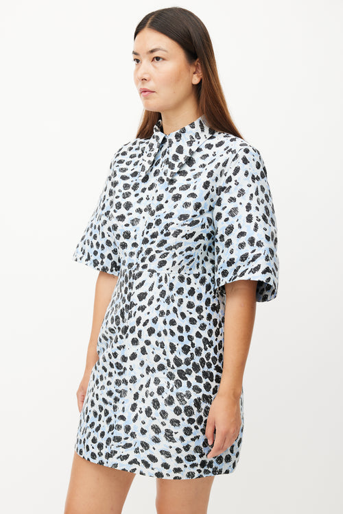 Ganni Bue & Black Crispy Print Shirt Dress