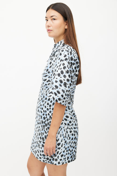 Ganni Bue & Black Crispy Print Shirt Dress