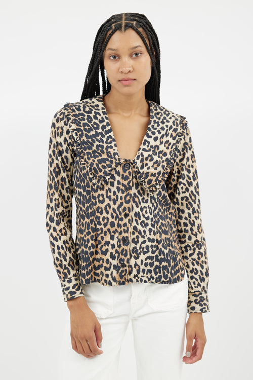 Ganni Brown & Black Print Shirt