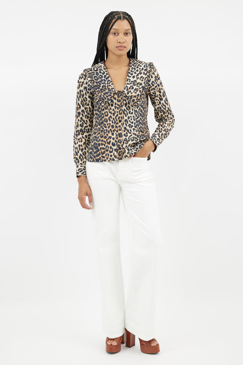 Ganni Brown & Black Print Shirt