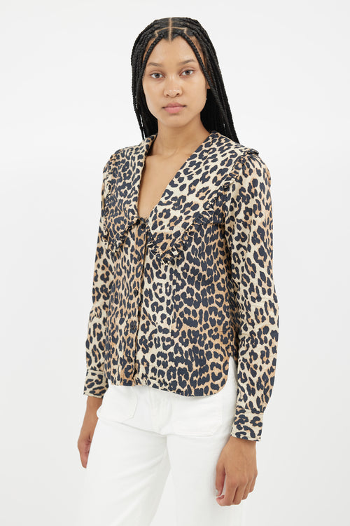 Ganni Brown & Black Print Shirt