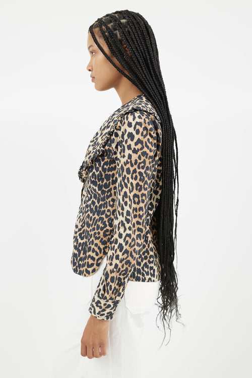 Ganni Brown & Black Print Shirt
