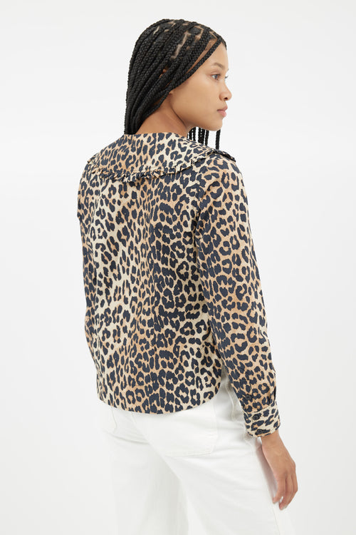 Ganni Brown & Black Print Shirt