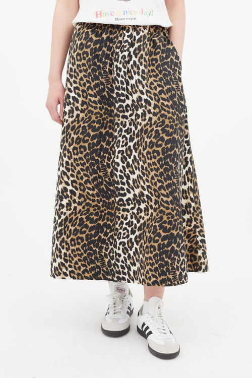 Ganni Brown & Black Print Skirt