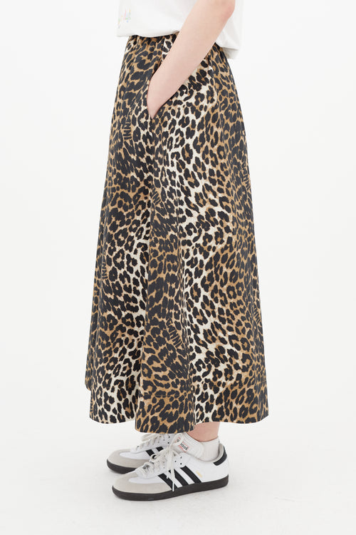 Ganni Brown & Black Print Skirt