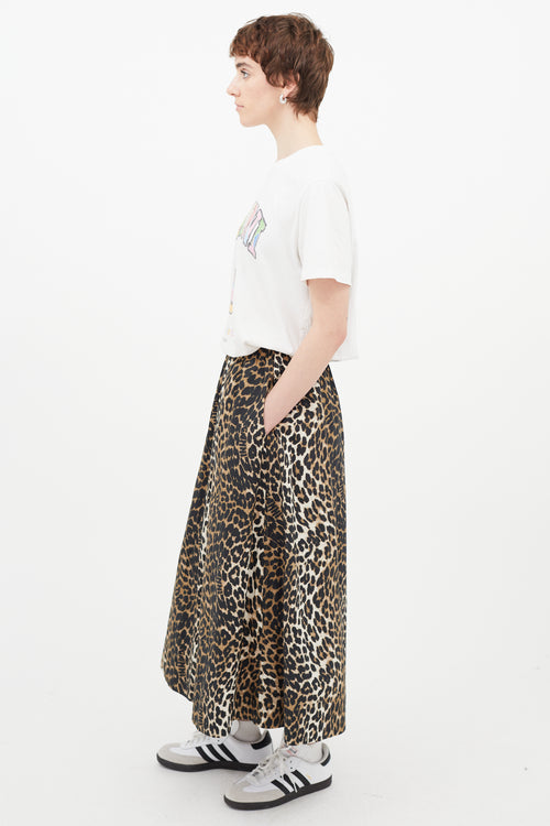 Ganni Brown & Black Print Skirt