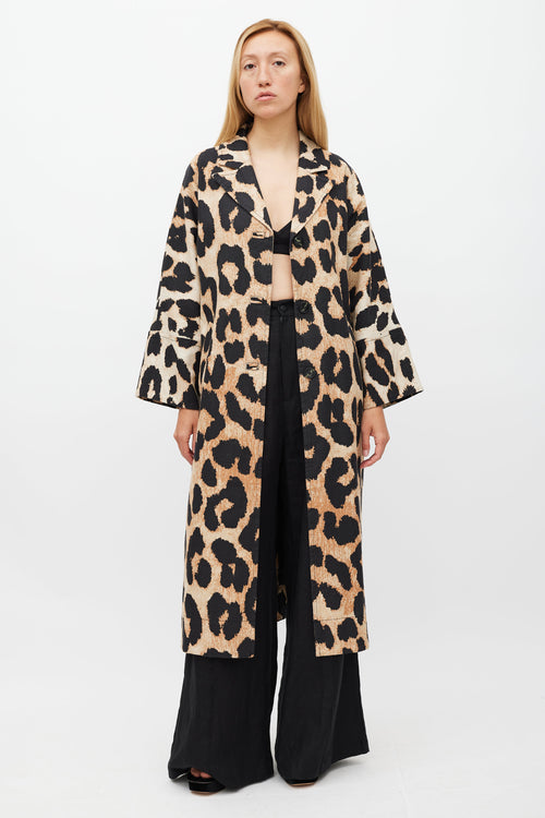 Ganni Brown & Black Printed Light Coat