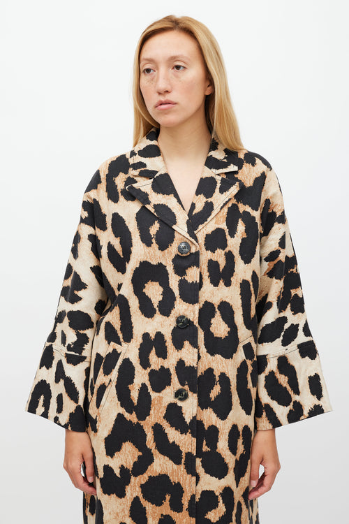 Ganni Brown & Black Printed Light Coat