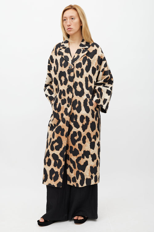 Ganni Brown & Black Printed Light Coat