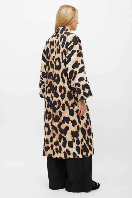Ganni Brown & Black Printed Light Coat