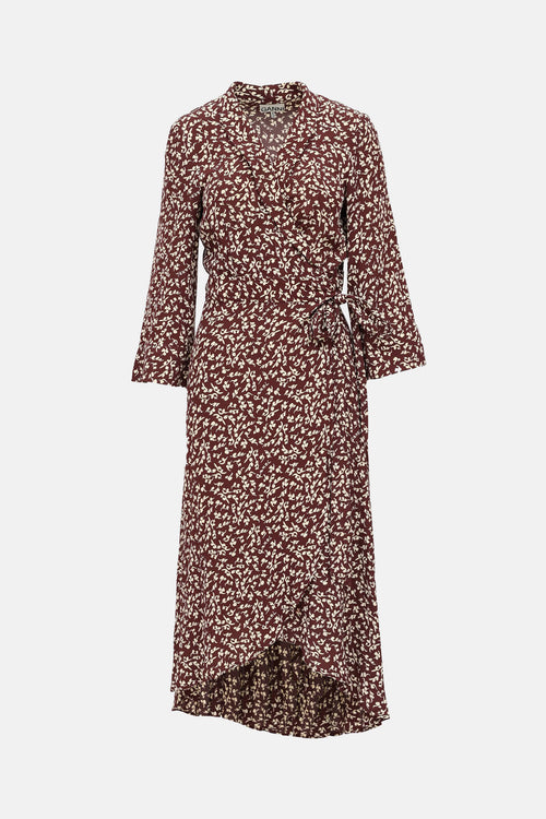 Ganni Patterned Wrap Dress