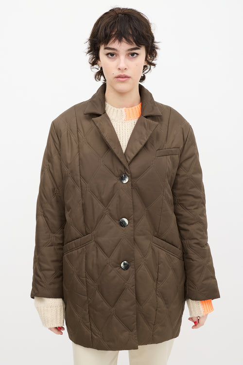 Ganni Brown Nylon Quilted Jacket