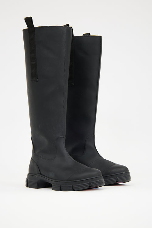 Ganni Rubber & Shearling Lined Country Boot