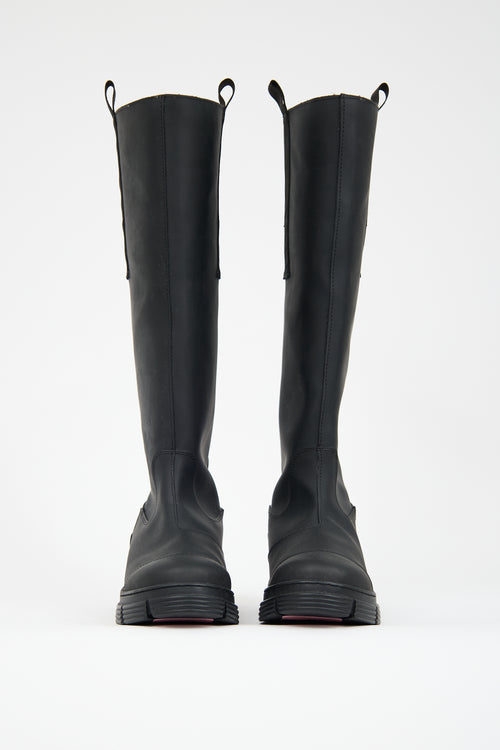Ganni Rubber & Shearling Lined Country Boot