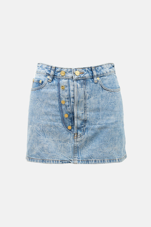 Ganni Denim Button Mini Skirt