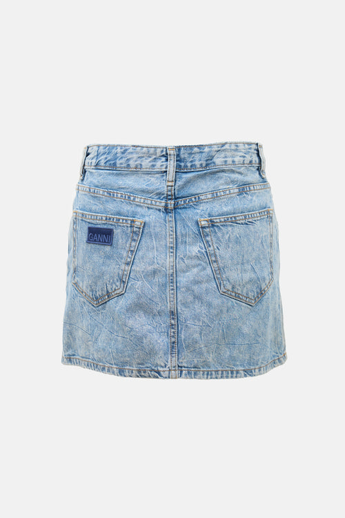 Ganni Denim Button Mini Skirt