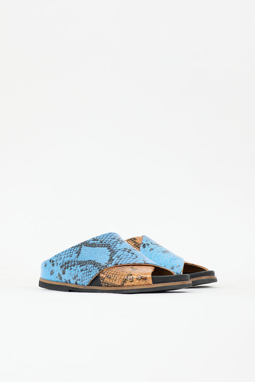 Ganni Embossed Leather Crossover Sandal