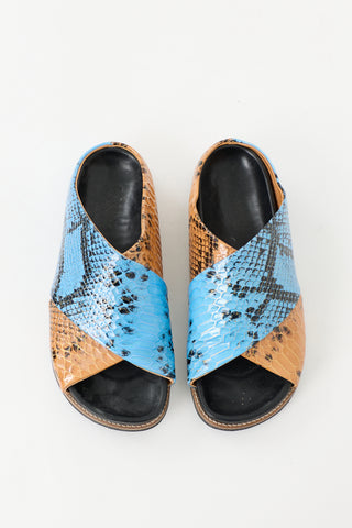 Ganni Embossed Leather Crossover Sandal