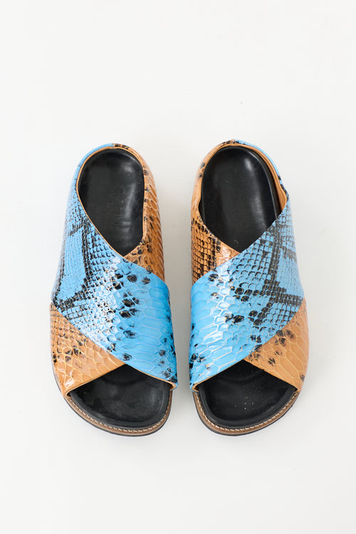 Ganni Embossed Leather Crossover Sandal