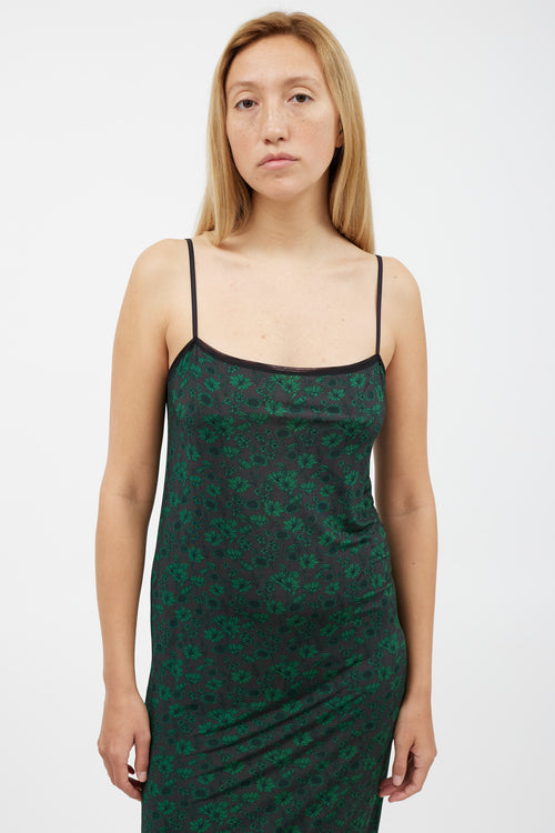 Ganni Black & Green Floral Dress
