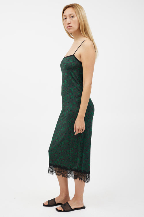 Ganni Black & Green Floral Dress