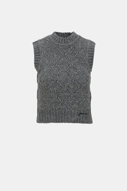 Ganni Wool Bubble Knit Logo Vest