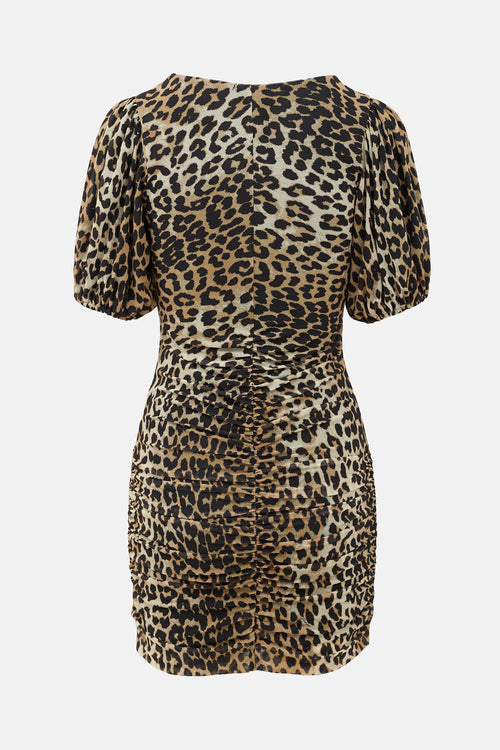 Ganni Mesh Printed Mini Dress