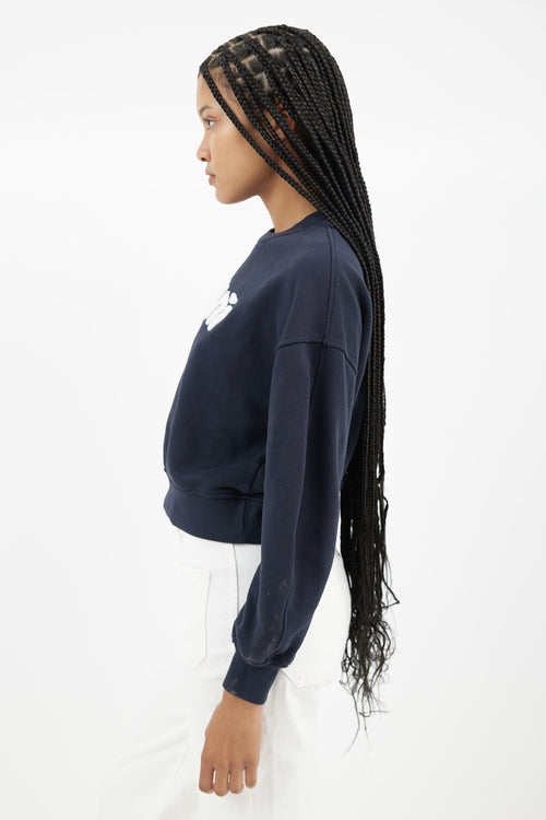 Ganni Navy & White Logo Sweatshirt