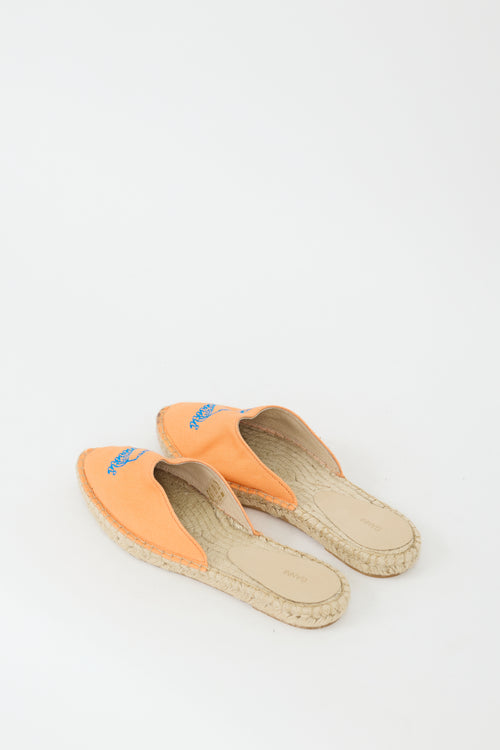 Ganni Orange & Blue Embroidered Canvas Espadrille Flat