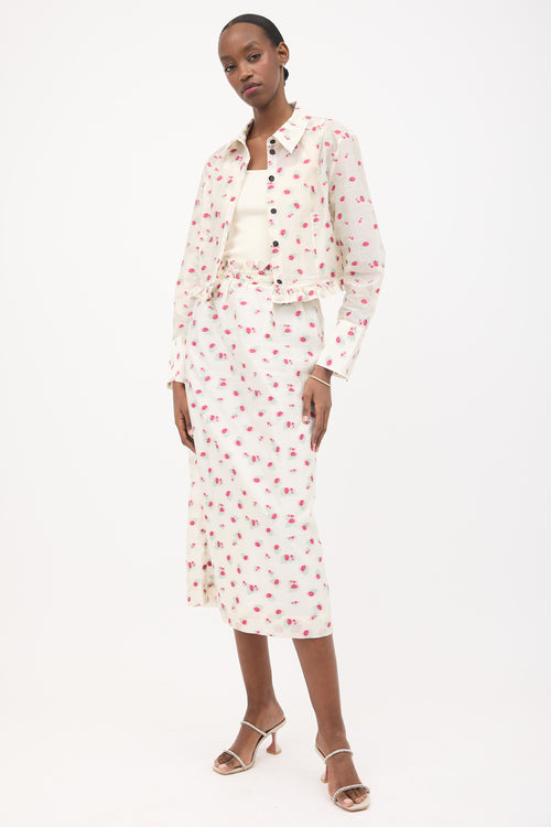 Ganni Organza Floral Jacquard Skirt