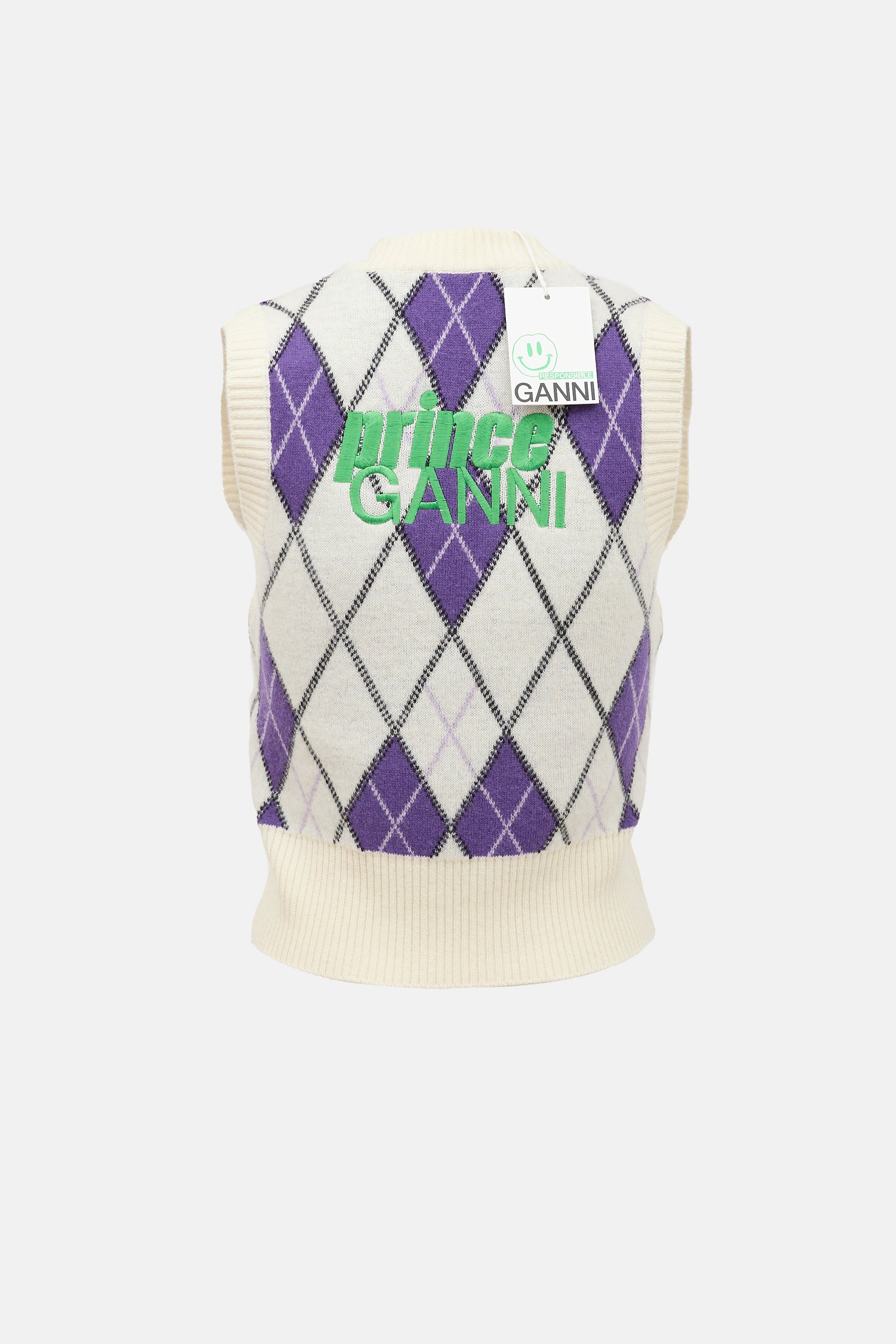 Ganni X Prince Wool Argyle Vest