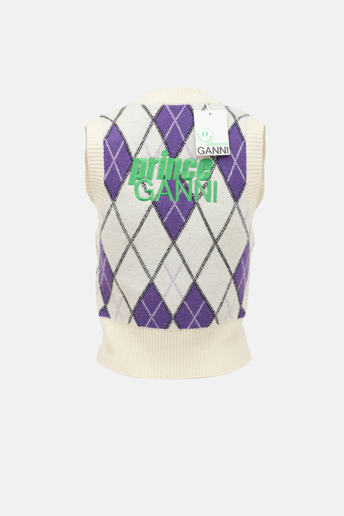Ganni X Prince Wool Argyle Vest