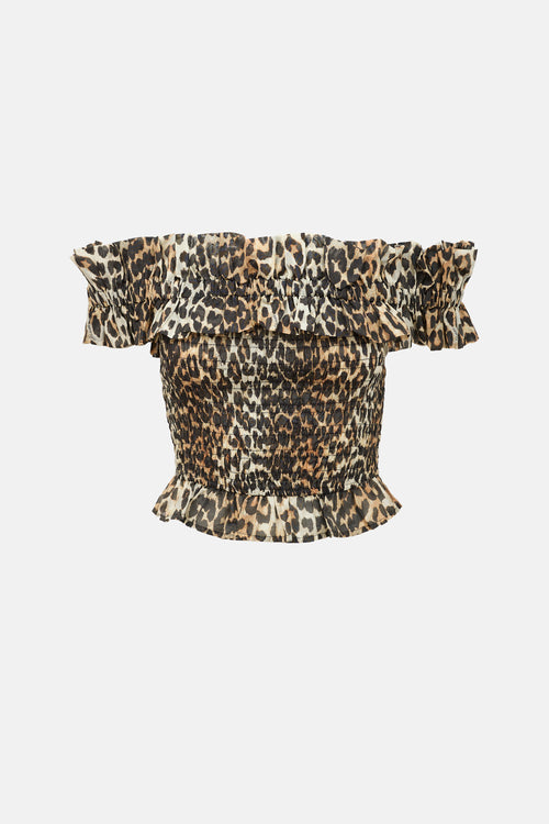 Ganni Printed Off Shoulder Top