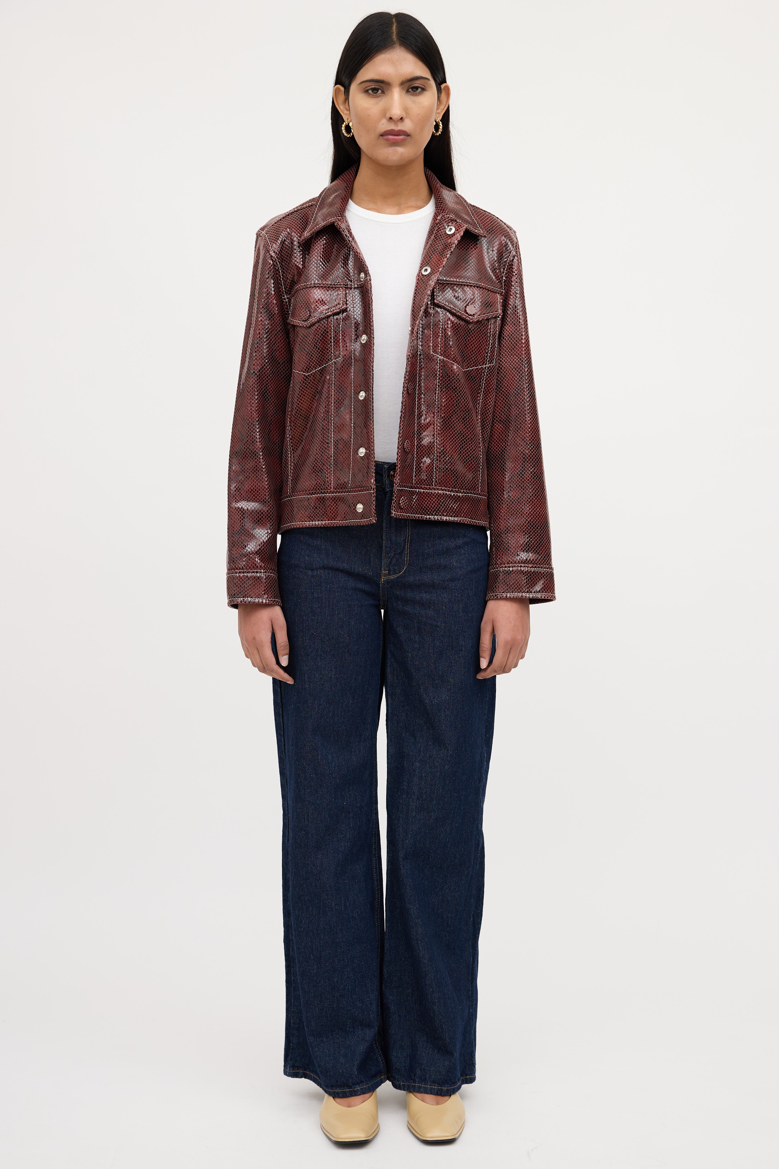 Ganni Textured Leather Jacket