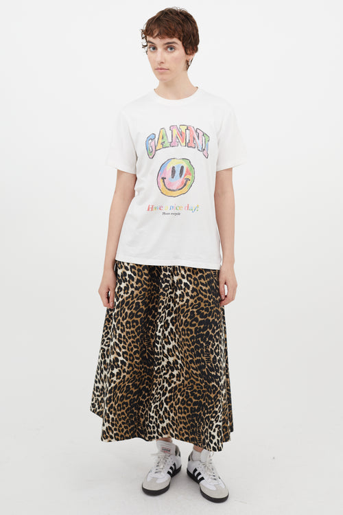 Ganni White & Multicolour Have A Nice Day T-Shirt