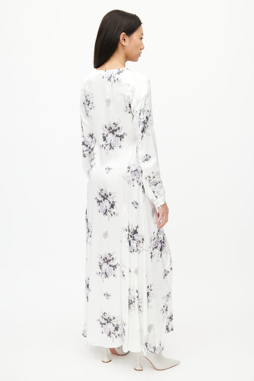 Ganni White & Purple Floral Dress