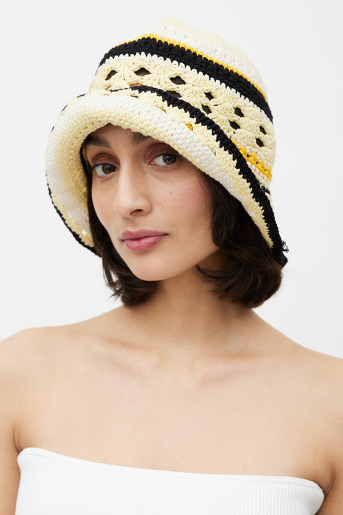 Ganni Yellow & Multi Crochet Bucket Hat
