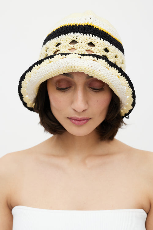 Ganni Yellow & Multi Crochet Bucket Hat