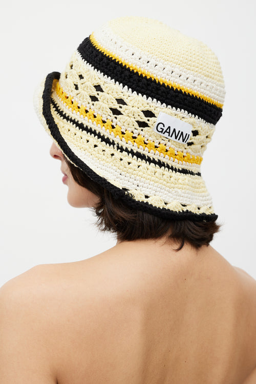 Ganni Yellow & Multi Crochet Bucket Hat