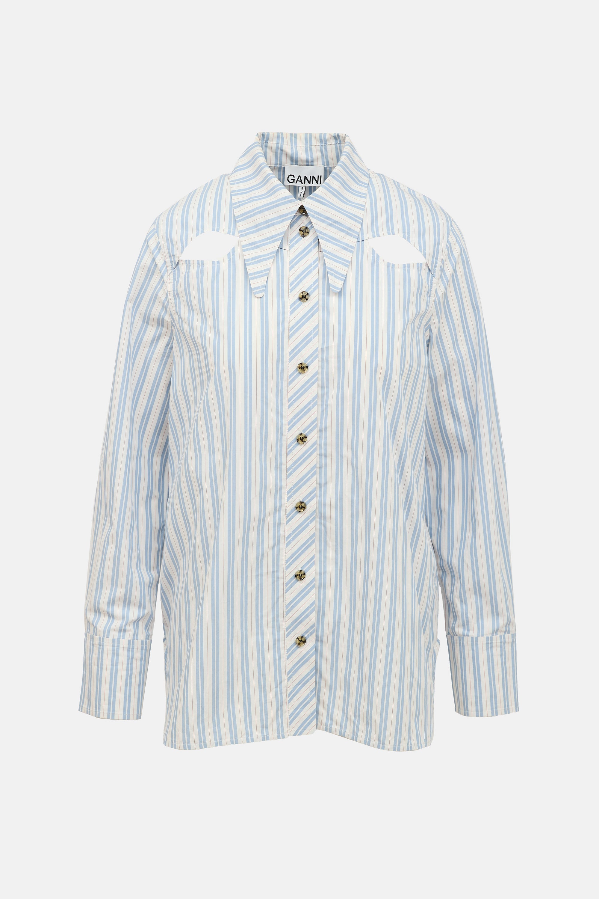 Ganni Striped Cut Out Shirt